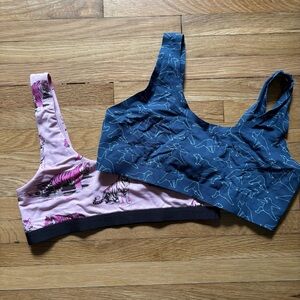 MeUndies 2x Bralette Bra Womens Blue Yogi Bears Pink Tiger Medium Lounge Comfort